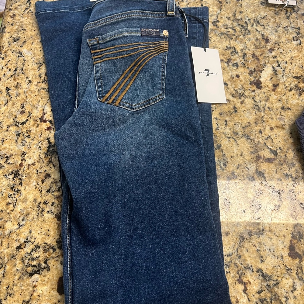 7 For All Mankind Blue Straight Leg Jeans